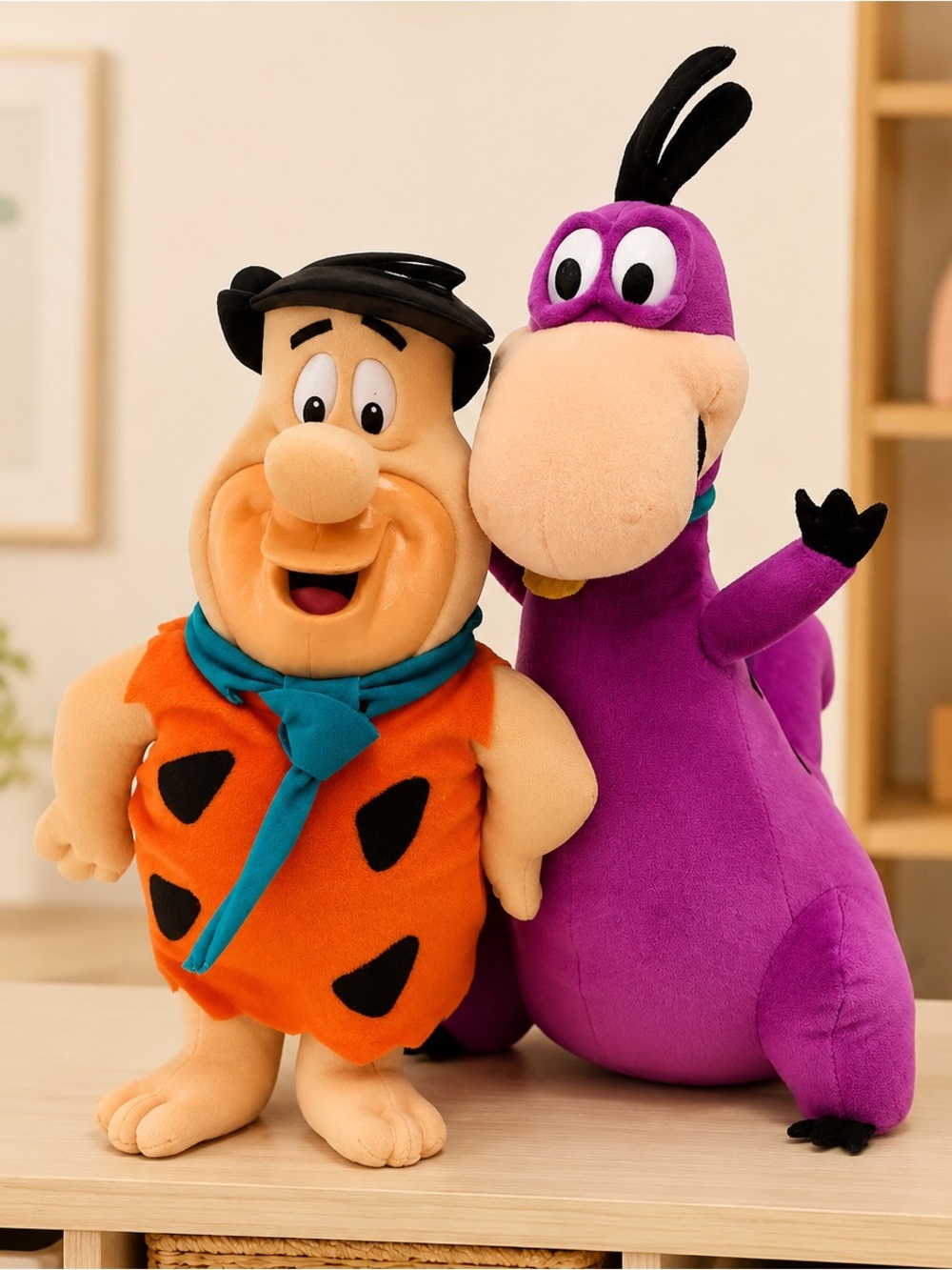 The Flintstones Fred And Dino Plush Toy Set Vintage